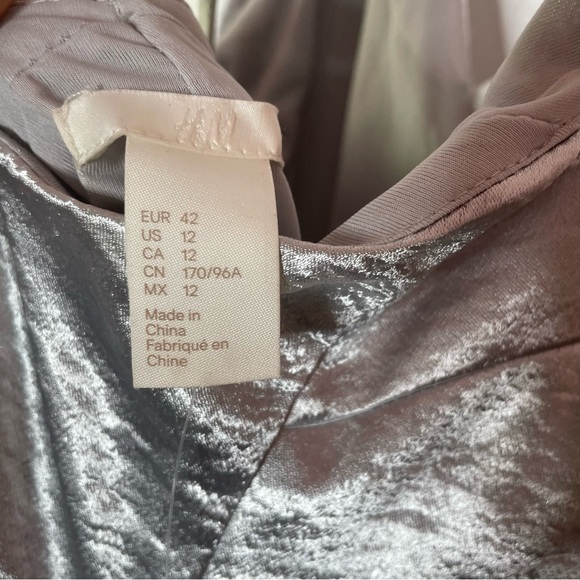 NWT H&M Silver Metallic Strappy Maxi Dress Gown Size 12 - Picture 7 of 7